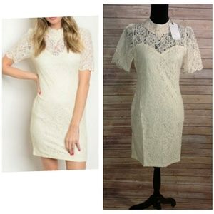 Lacey Ivory Short Sleeve Dress